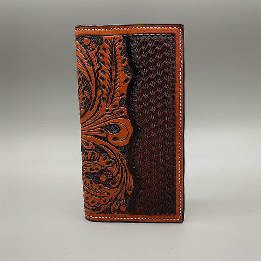 Twisted X Chestnut Stamped & Tooled Leather Men’s Checkbook Cover/Rodeo Wallet XWC4-2