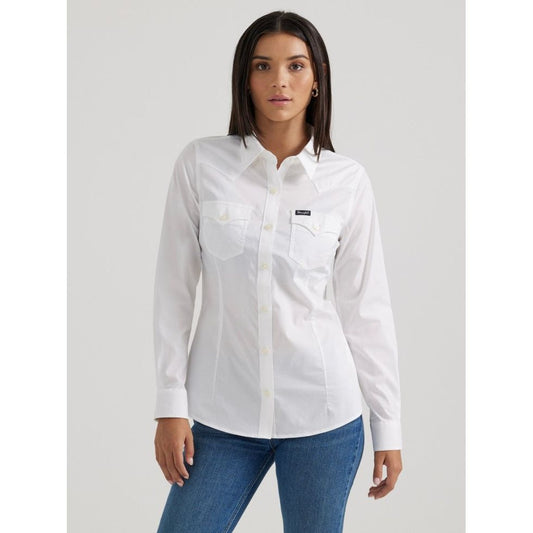 Wrangler Womens Retro White Dress Shirt