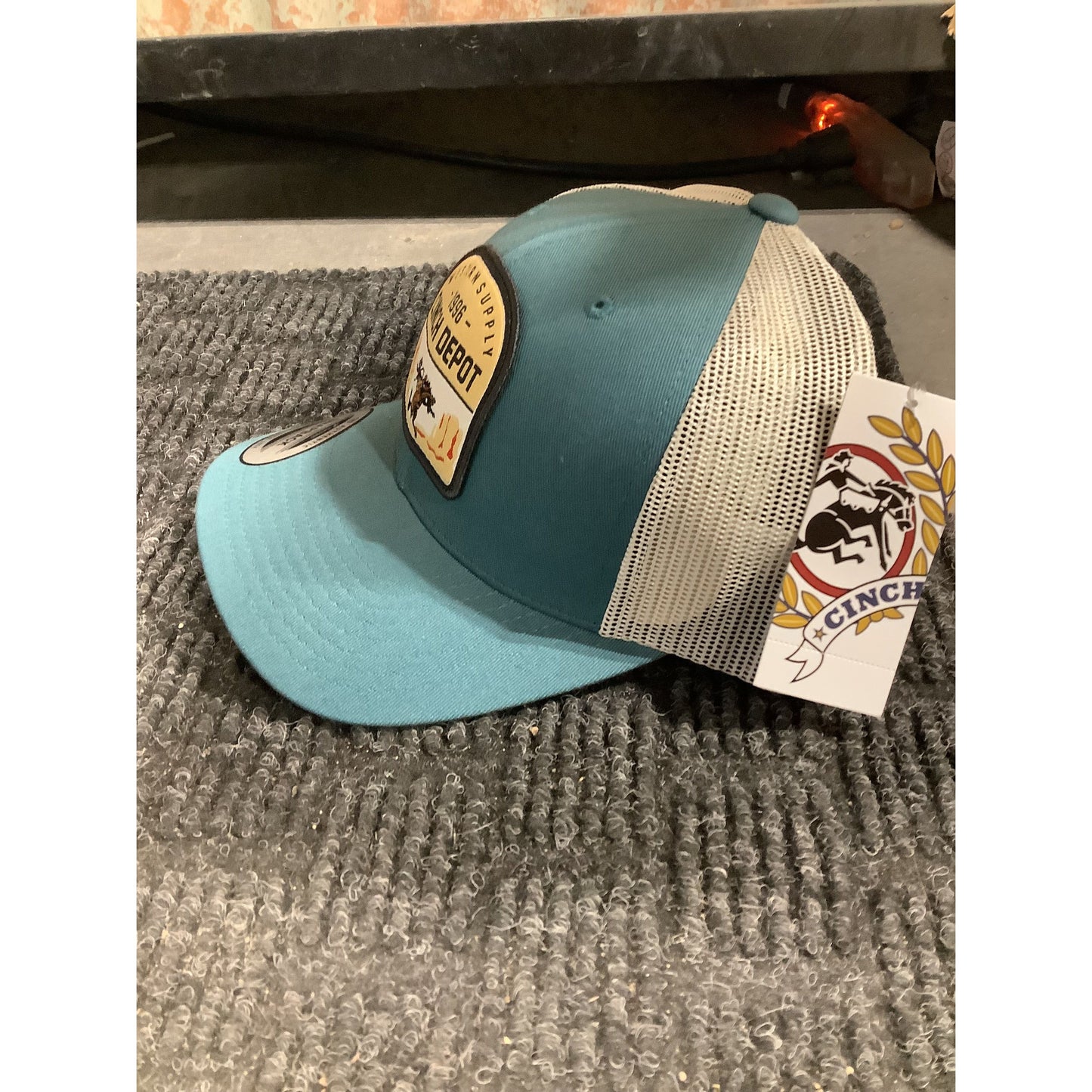 Cinch Hat Teal & Tan Patch