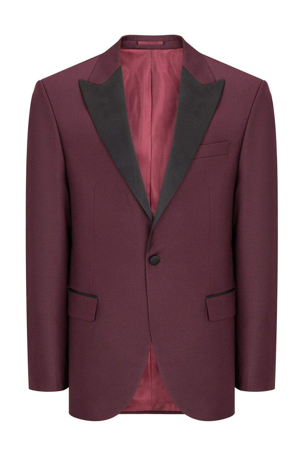 Classic Peak Lapel Tuxedo Jacket - Burgundy