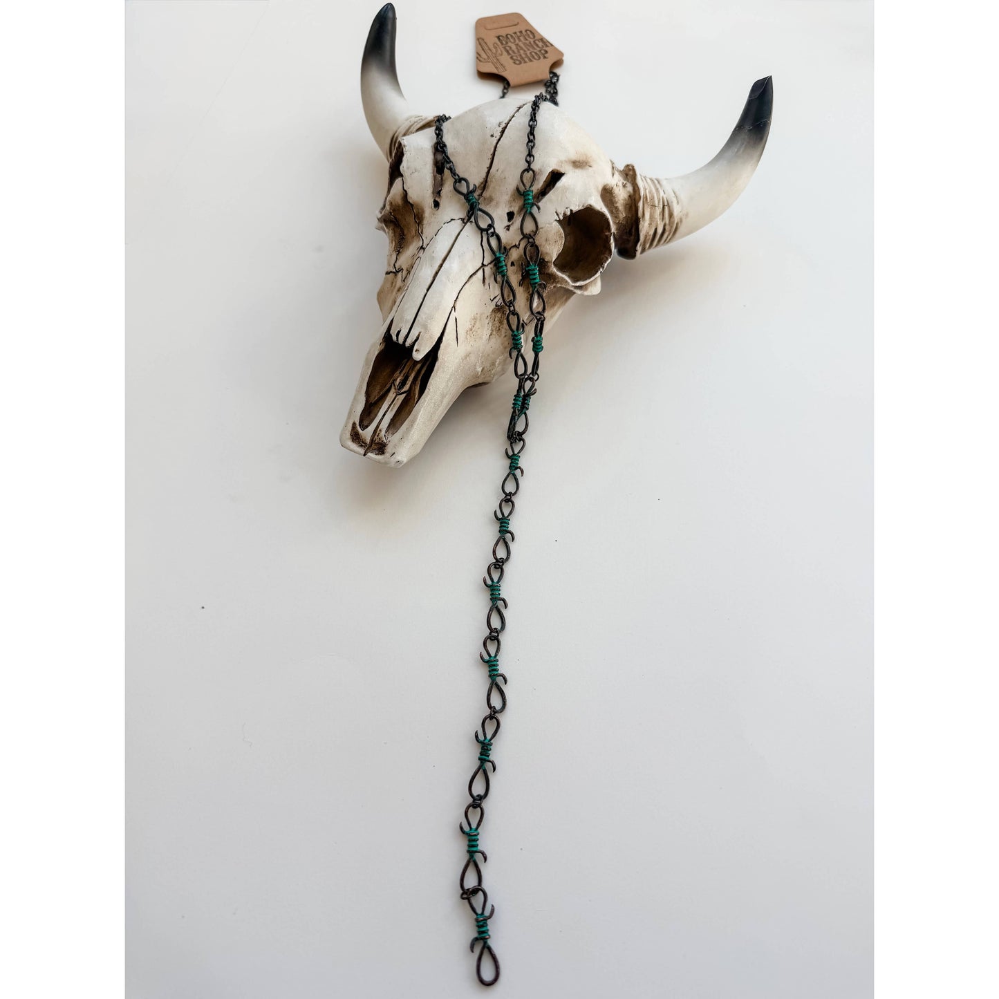 Barbed Wire Y Necklace  Western Pendant Necklace