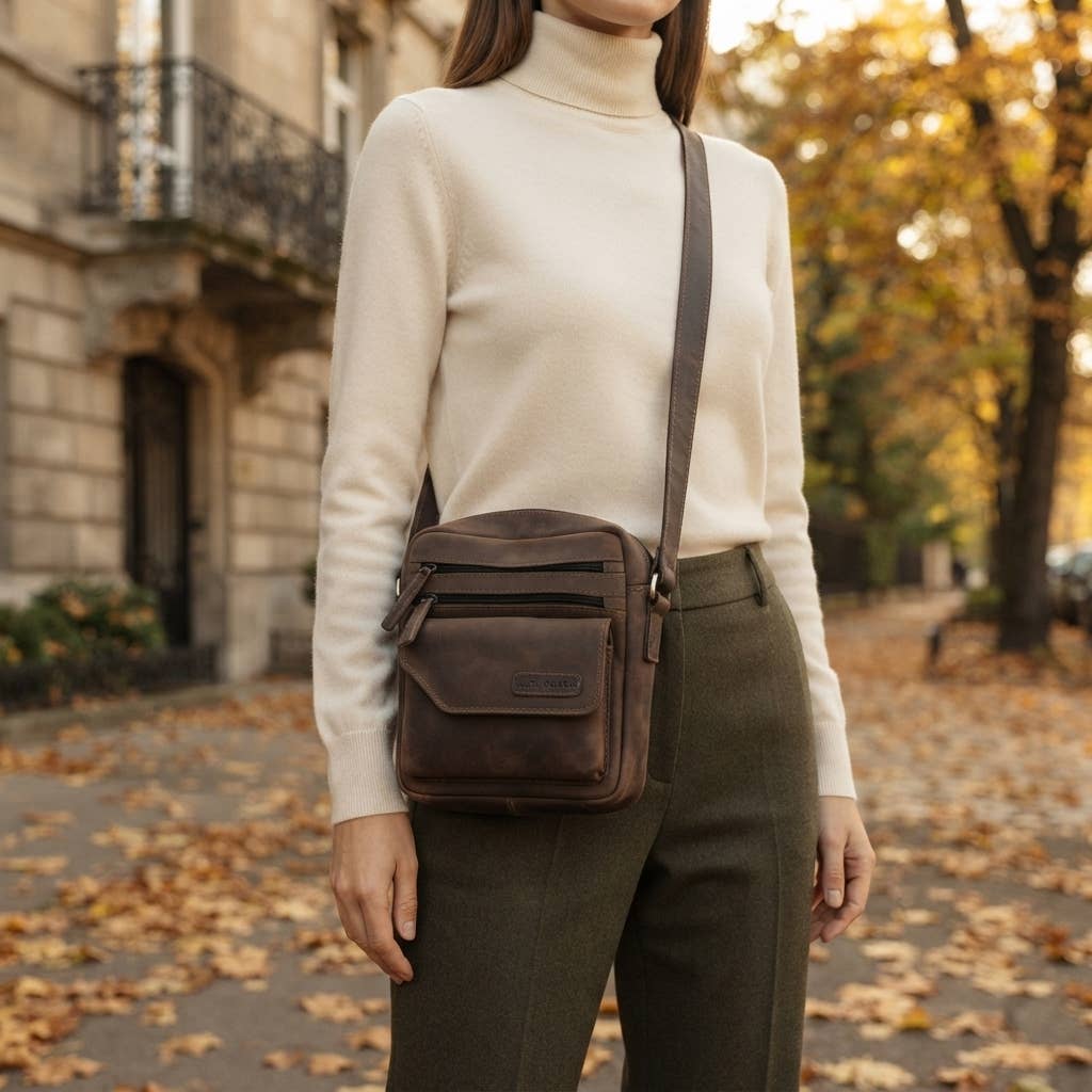 Genuine Leather Crossbody Purse Style – Brown 358