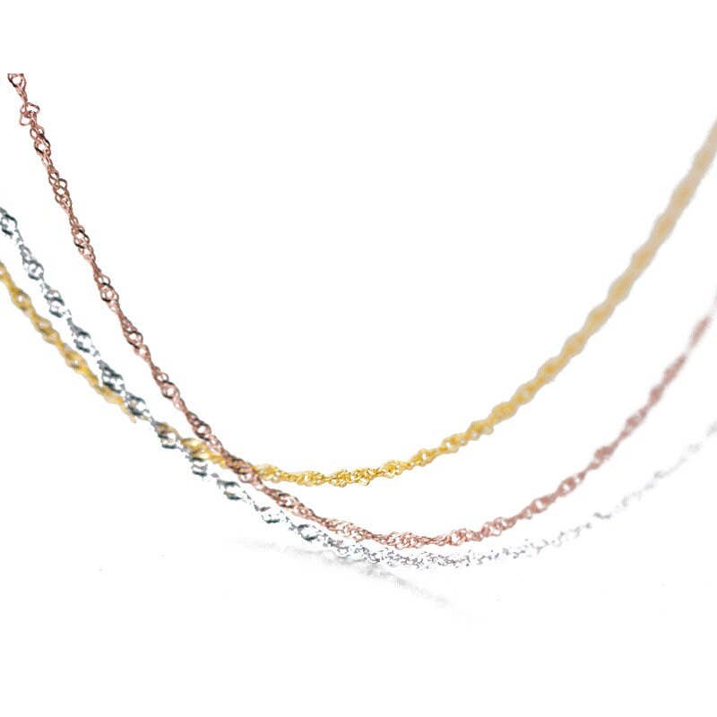 Box Cable Singapore Necklace Chain in 925 Sterling Silver
