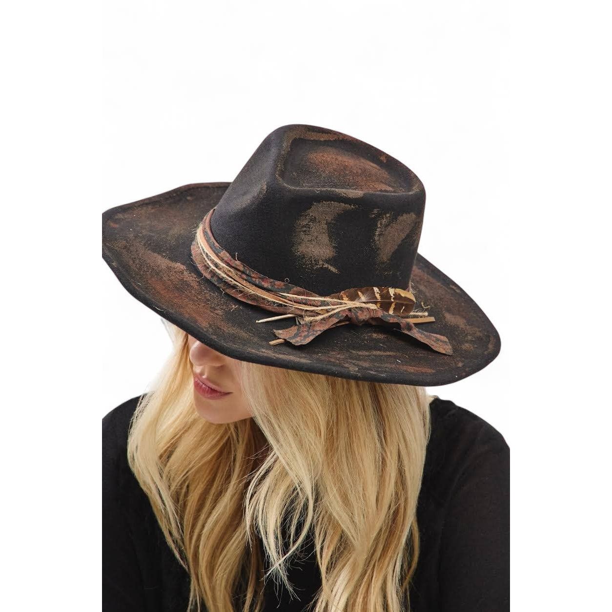 Distress Vintage Shapable Fedora Cowboy Hat MH0244