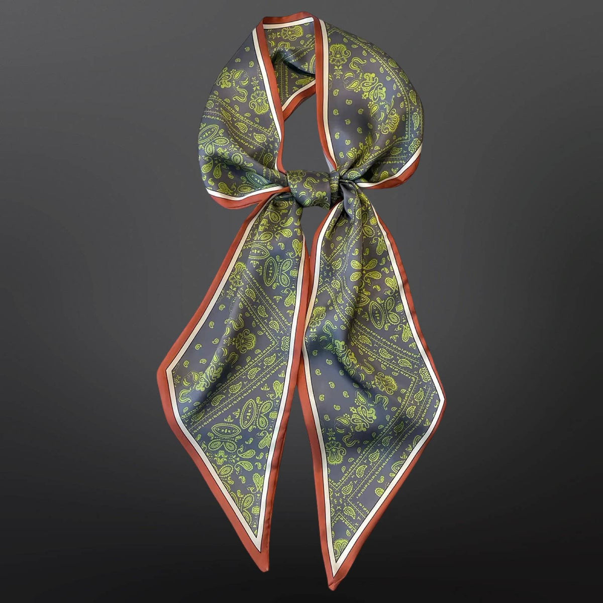 Western Paisley Bandana Print Twilly Satin Scarf