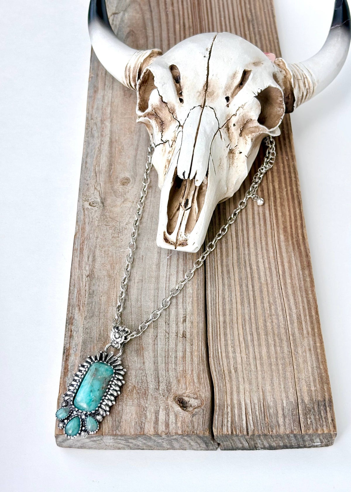 Western Style Heart Turquoise Stone Pendant Necklace