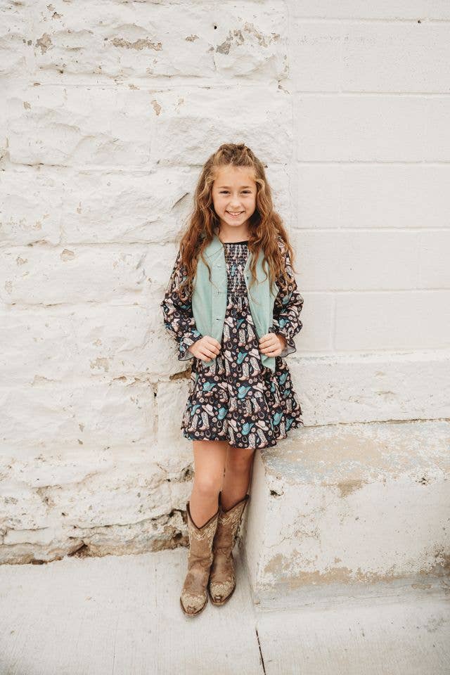 YOUTH Cowgirl Boot LS Dress & Vest Set