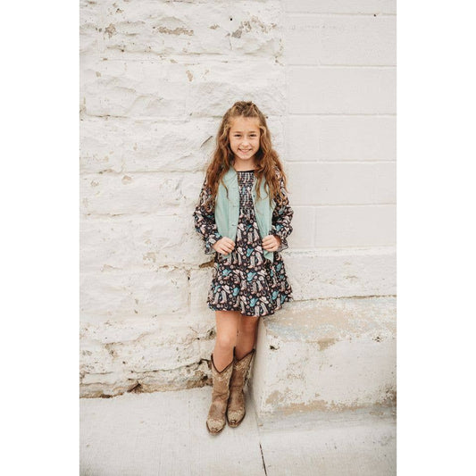 YOUTH Cowgirl Boot LS Dress & Vest Set