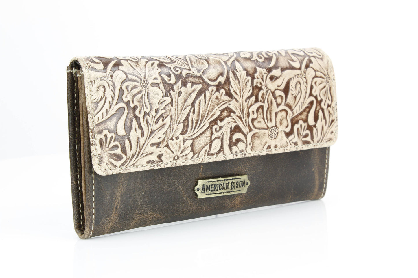 Women’s Brown Leather Leaf Clutch Wallet ABLW 18-2515