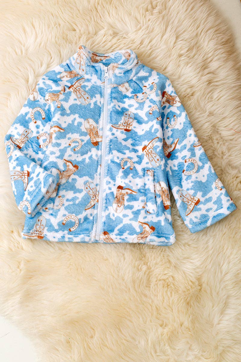 Soft Fleece Western Print Zipper Jacket TPG51036 SOL