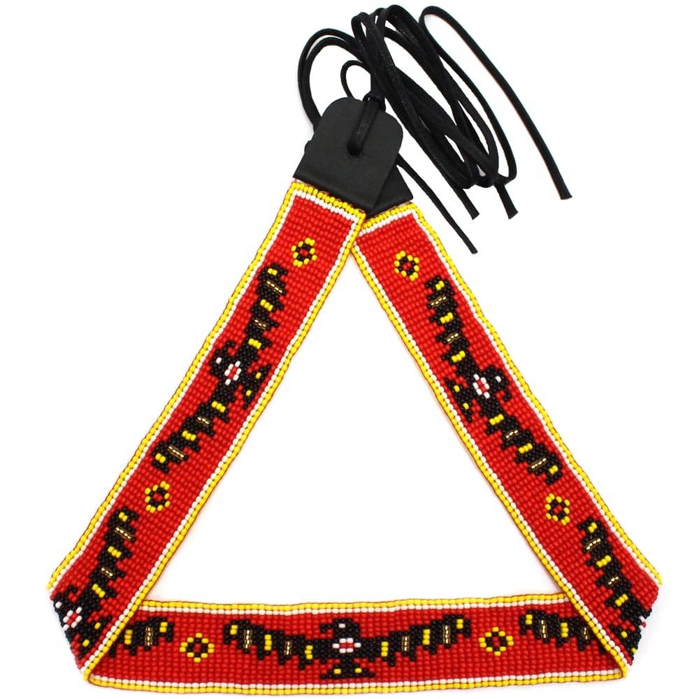 Handmade Beaded Native style Red Black Eagle Cowboy Hatband