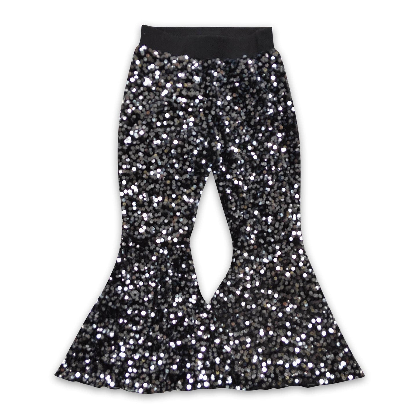 Colorful Lined Sequin Girls Bell Bottom Pants