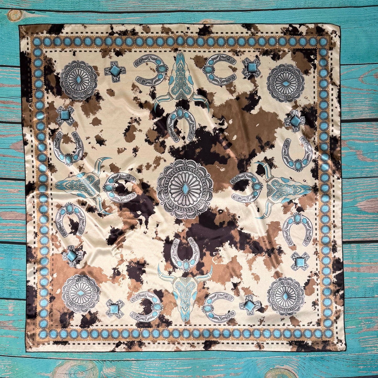 AVS871 COW PRINT SILK SCARF 36X36