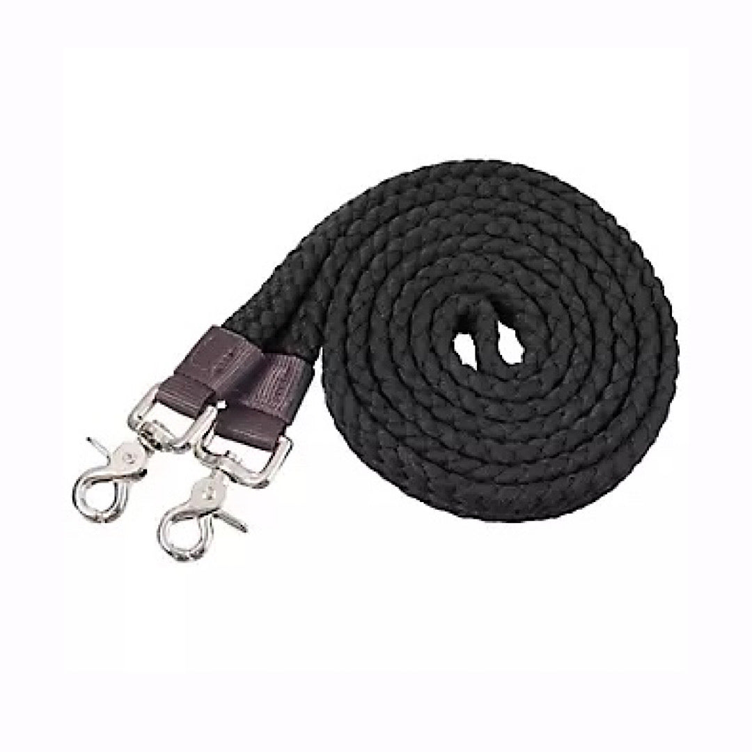 Tough 1 - Black Cotton 7’ Flat Braid Roping Reins 54-905-2-0