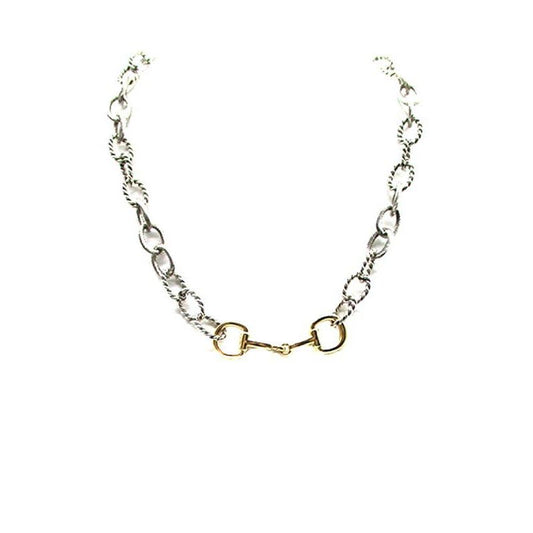 Western Two Tone Snaffle Bit Chain Necklace