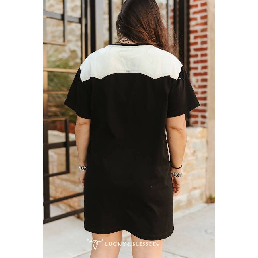 Black Rodeo Show Printed Western Yoke T-Shirt Dress