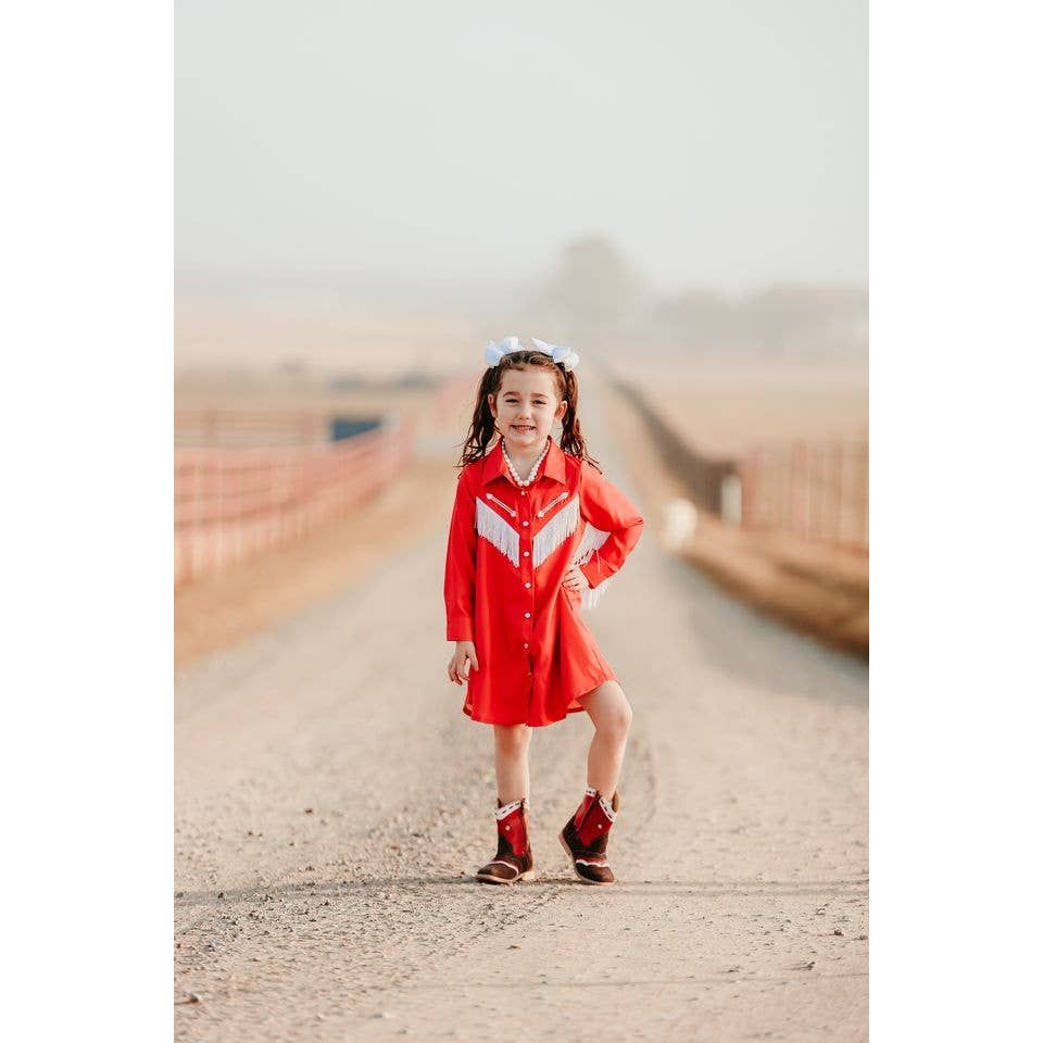 Shea Kids Red Cowgirl Vintage Dress VIND05