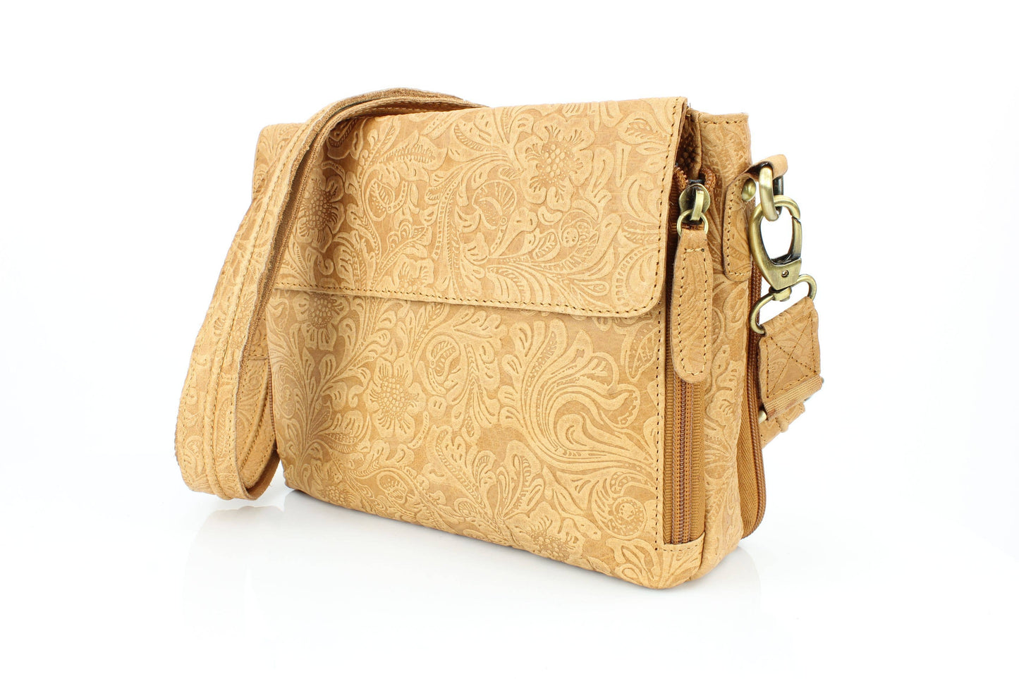 Flap Over Leather Shoulder Bag Hidden Storage 1833