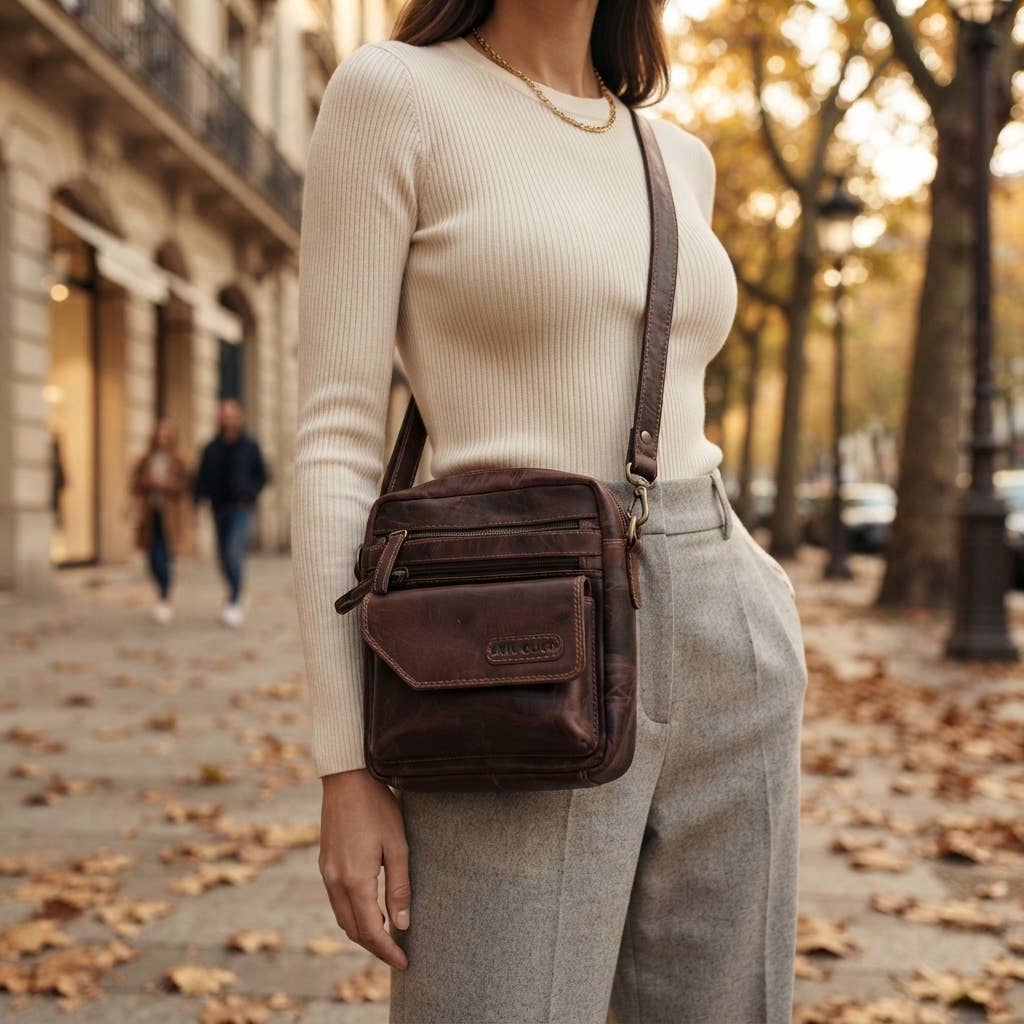 Genuine Leather Crossbody Purse Style – Brown 358