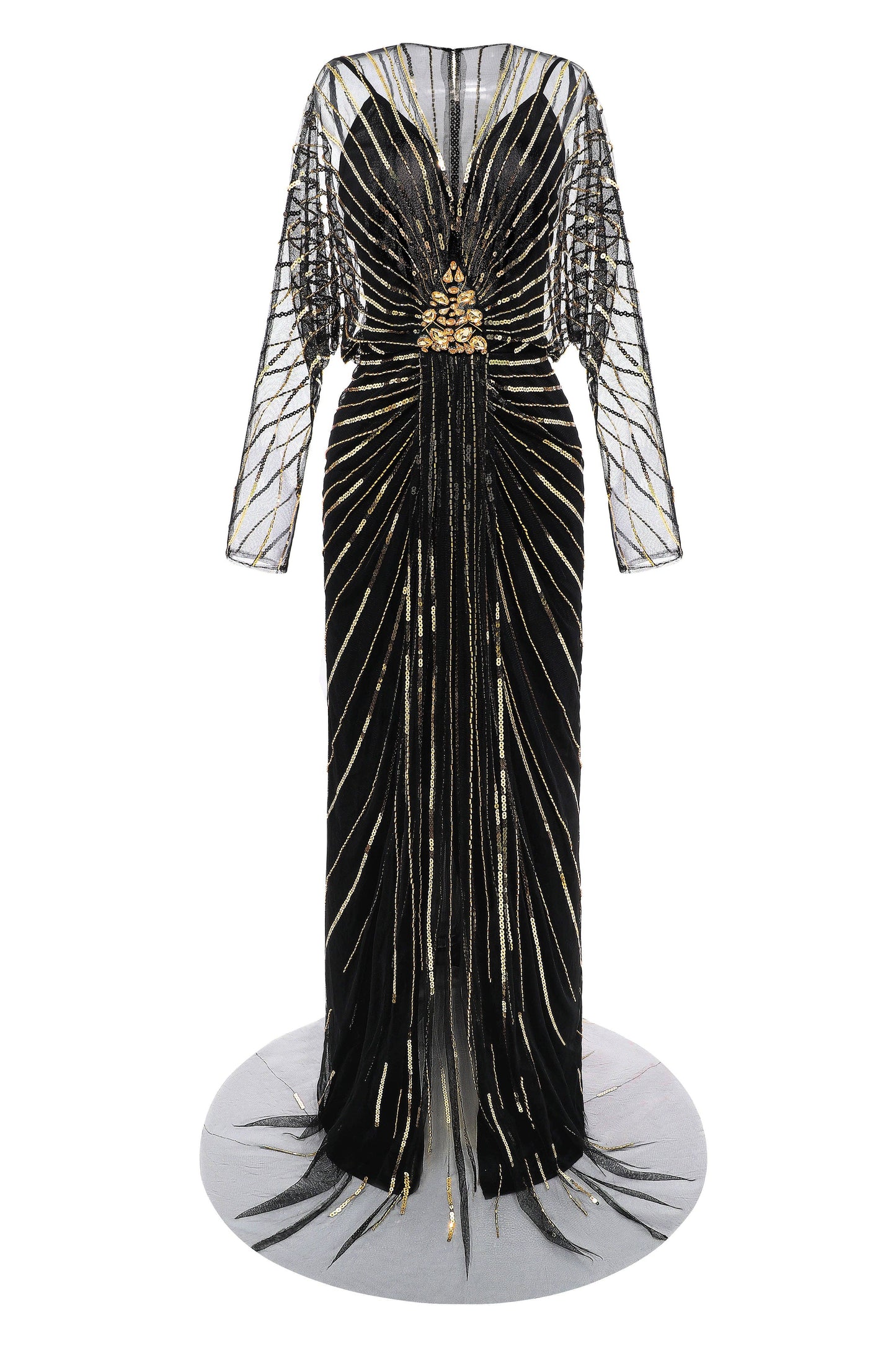 Zouzou Crystal-Encrusted Plus Size Evening Gown