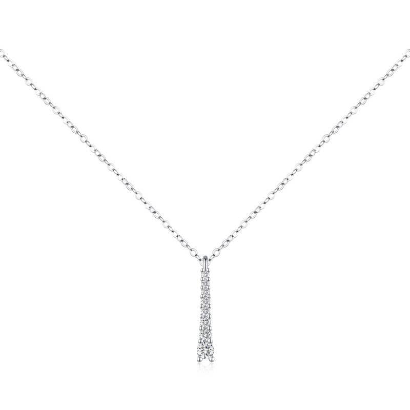 Moissanite Graduated Bar Necklace in 925 Sterling Silver