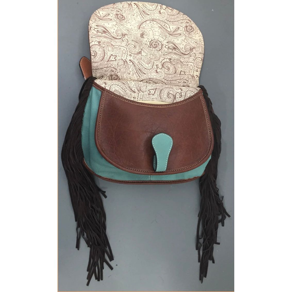 Nocona Brown Cross Body Bag With Turquoise Accents