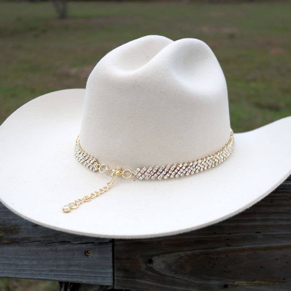 Willow Lane Hat Co. - Gold Rhinestone Bling Hat Band - The Loretta