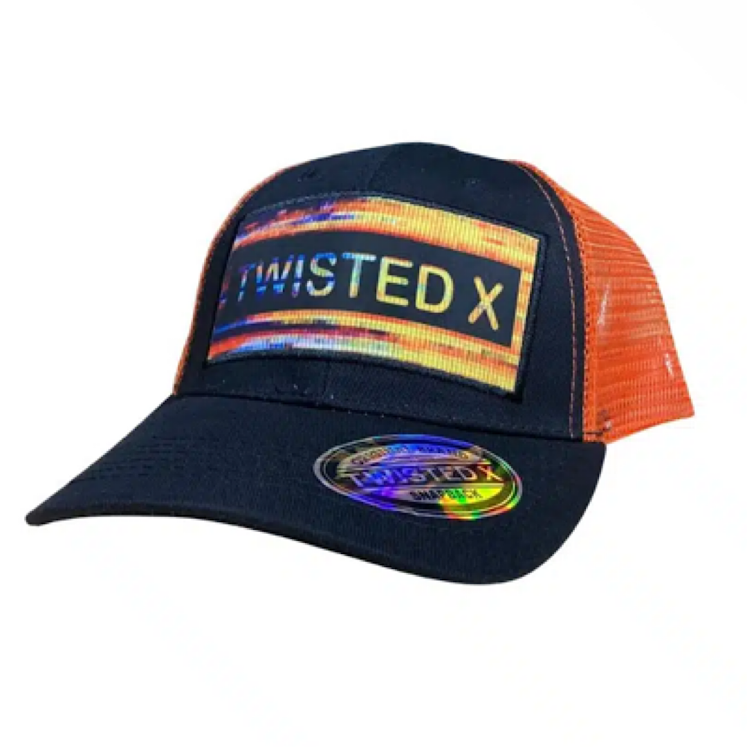 Twisted X - Black & Orange Digital Logo Patch Snap Back Men’s Ball Cap XC-152