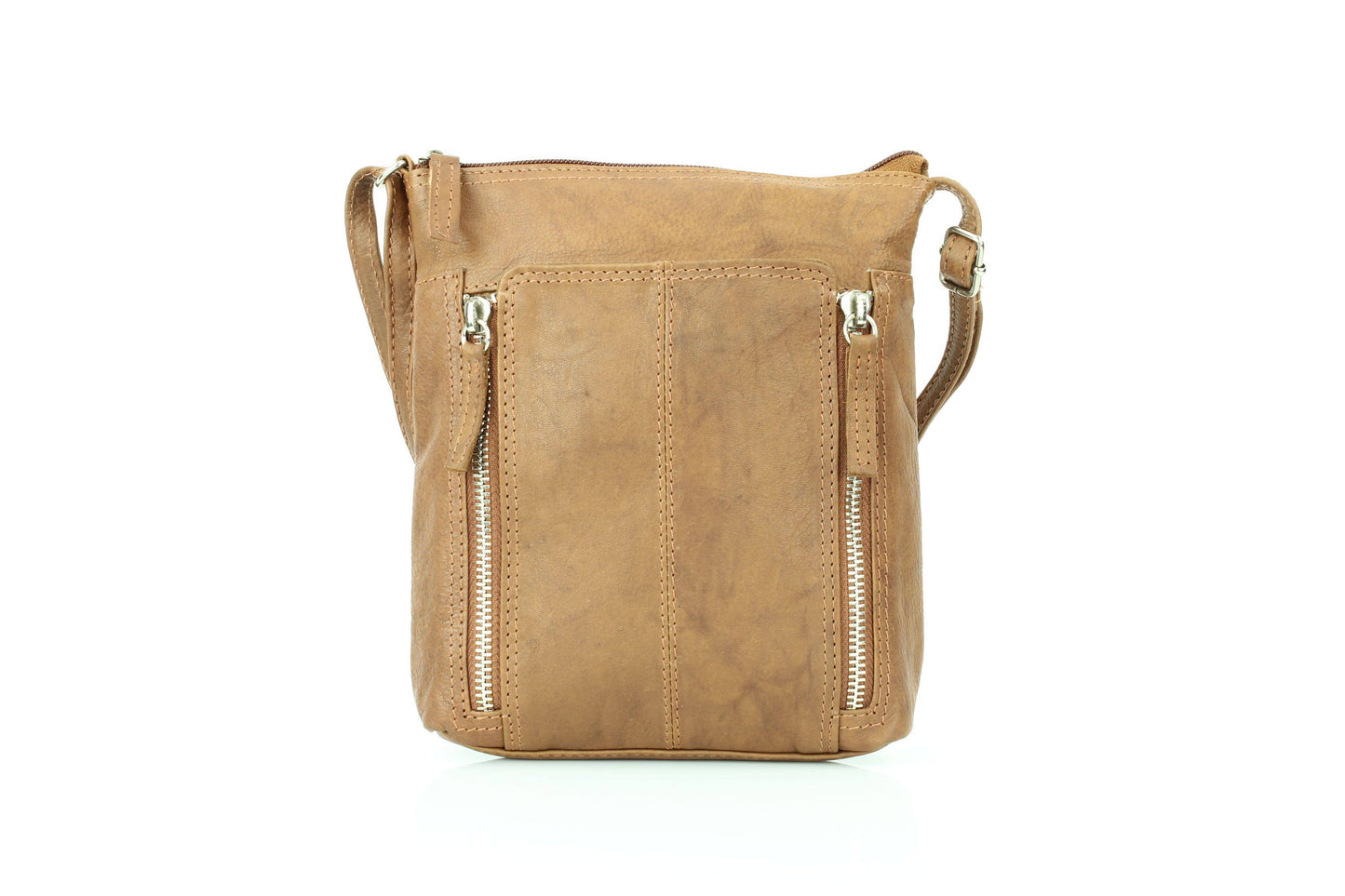 Anchorage Slim Leather Crossbody | Double Zip Detail RB 156