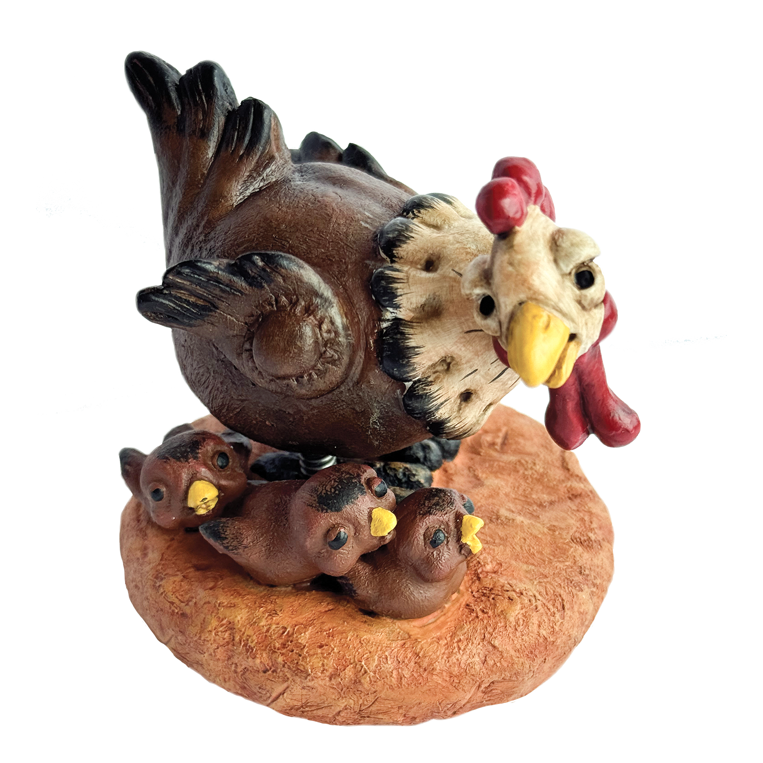 Hen with Chicks Figurine Brown