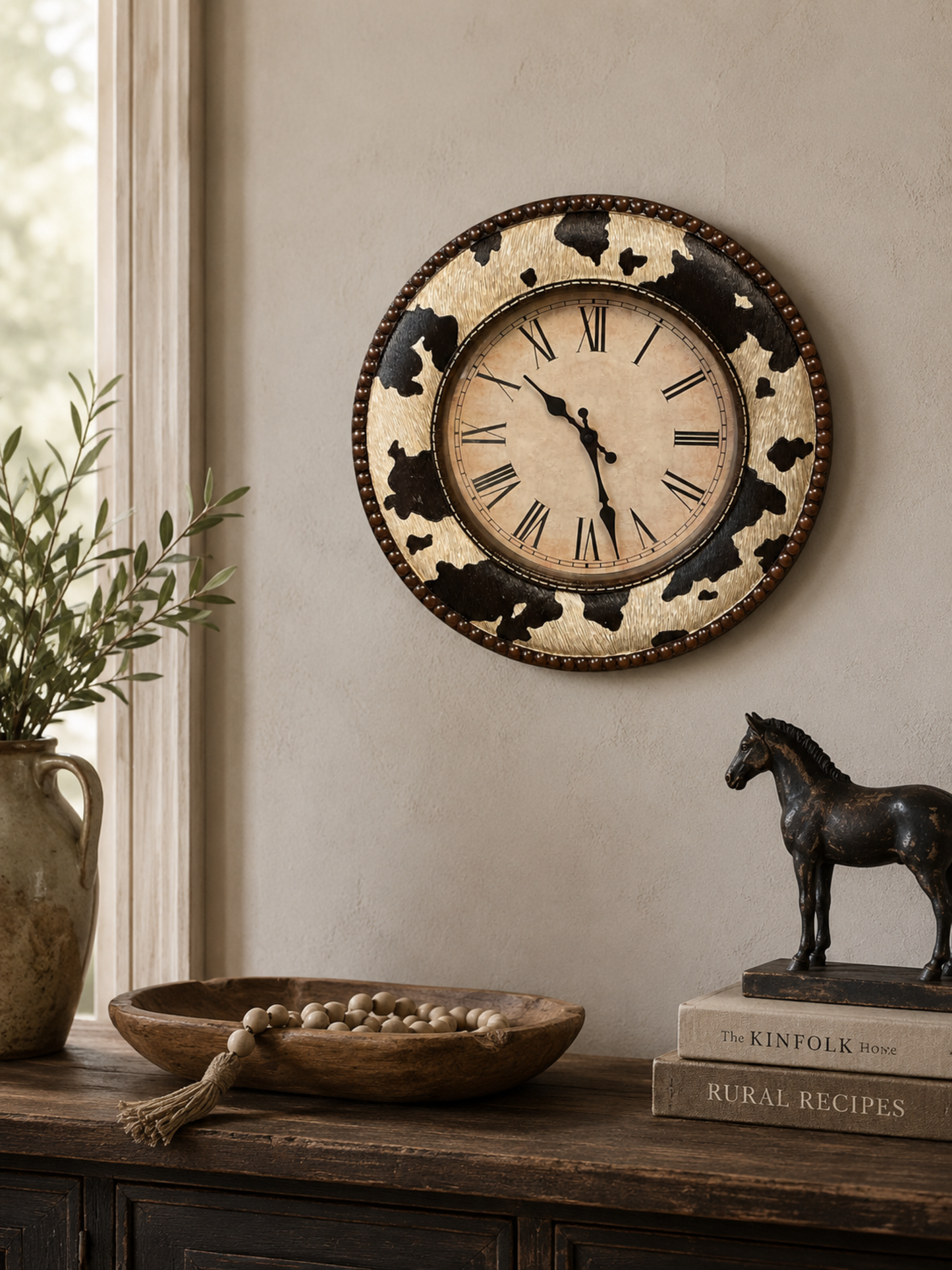 RAWHIDE CLOCK WESTERN HOME DECOR