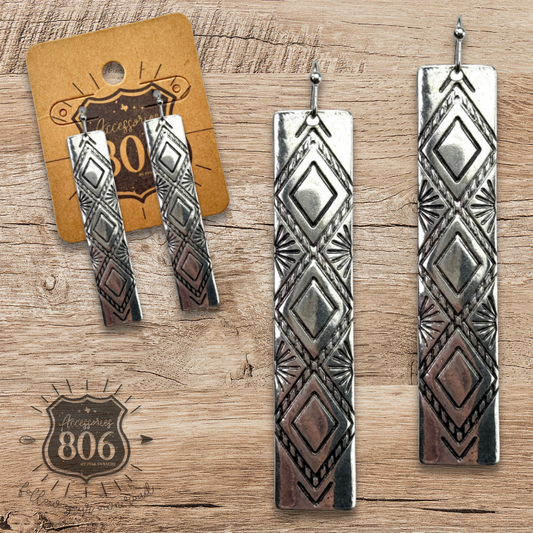Aztec embossed earring