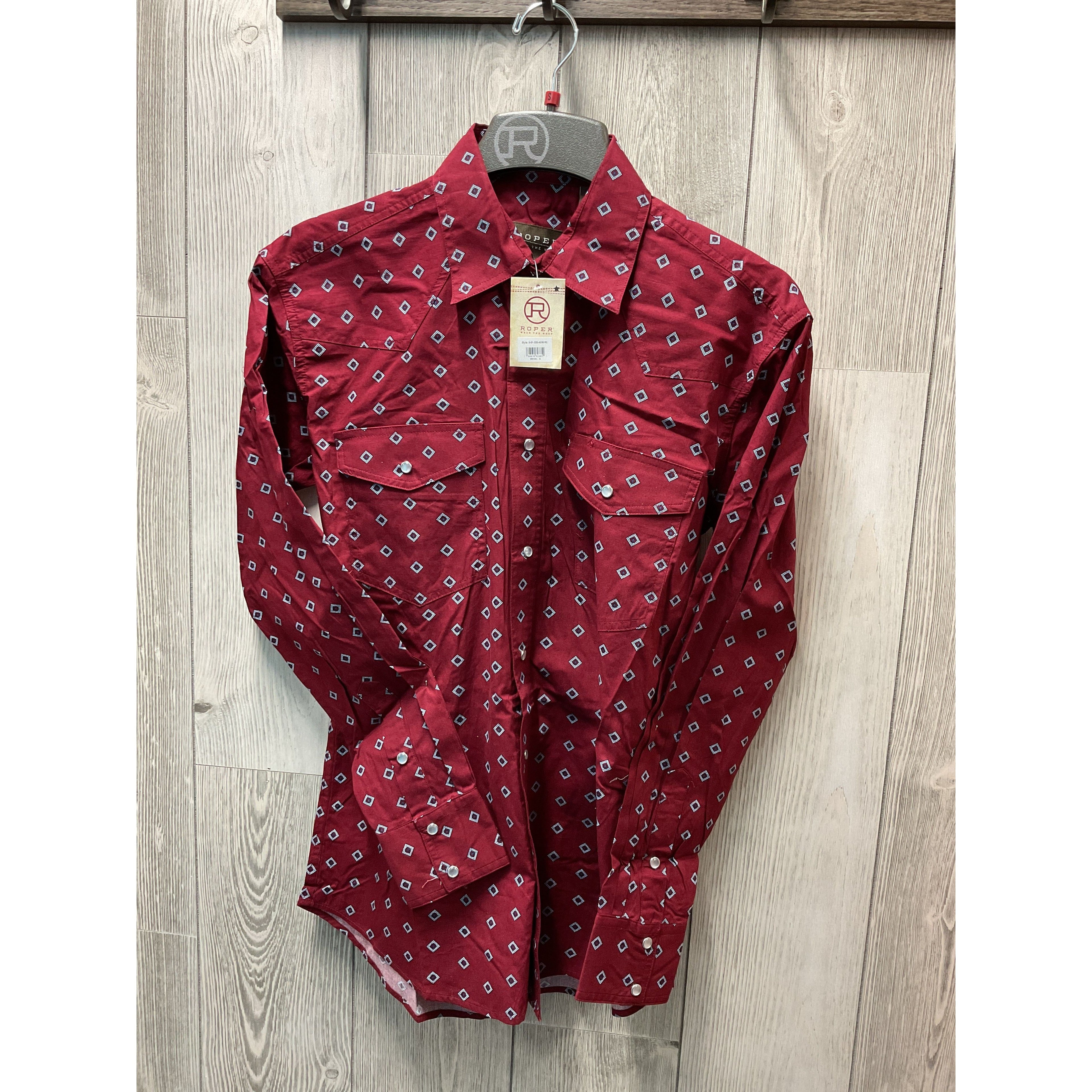 Roper Men’s Western Shirt - Long Sleeve, Snap, Lucky Red 03-01-225-4038