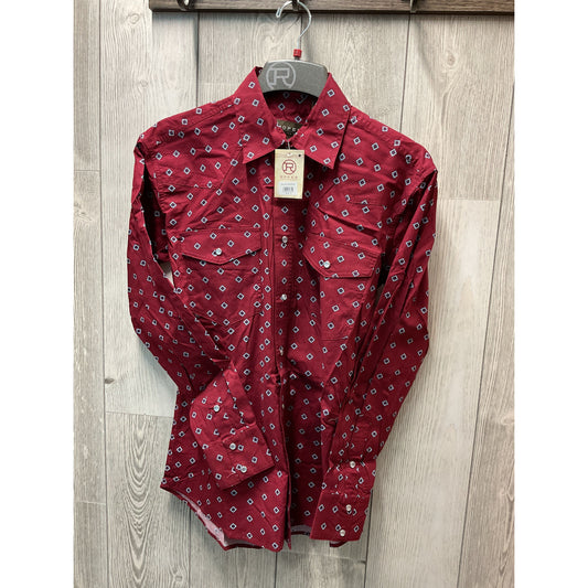 Roper Men’s Western Shirt - Long Sleeve, Snap, Lucky Red 03-01-225-4038