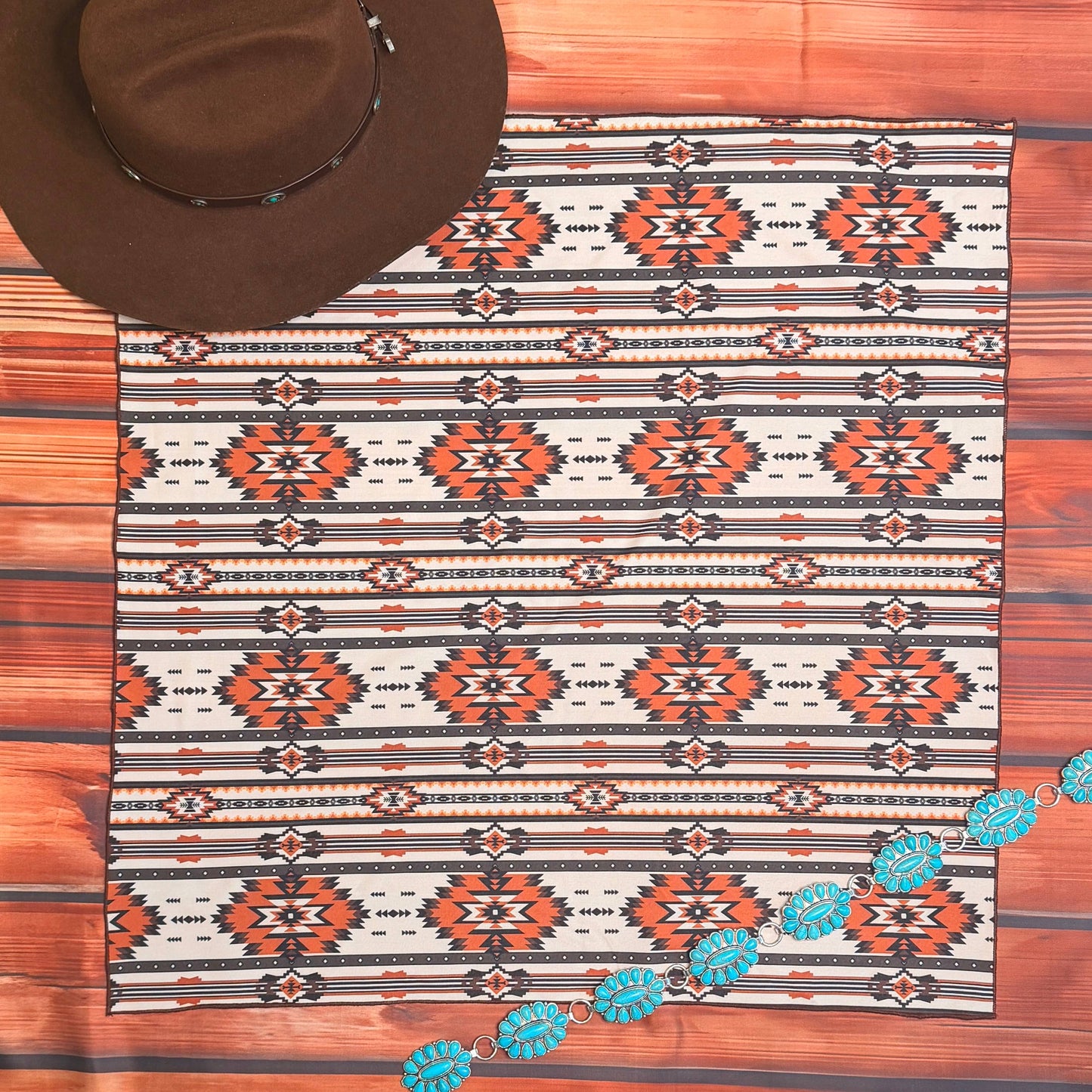 AV3003 AZTEC PRINT SQUARE WOVEN WILD RAG 28x28