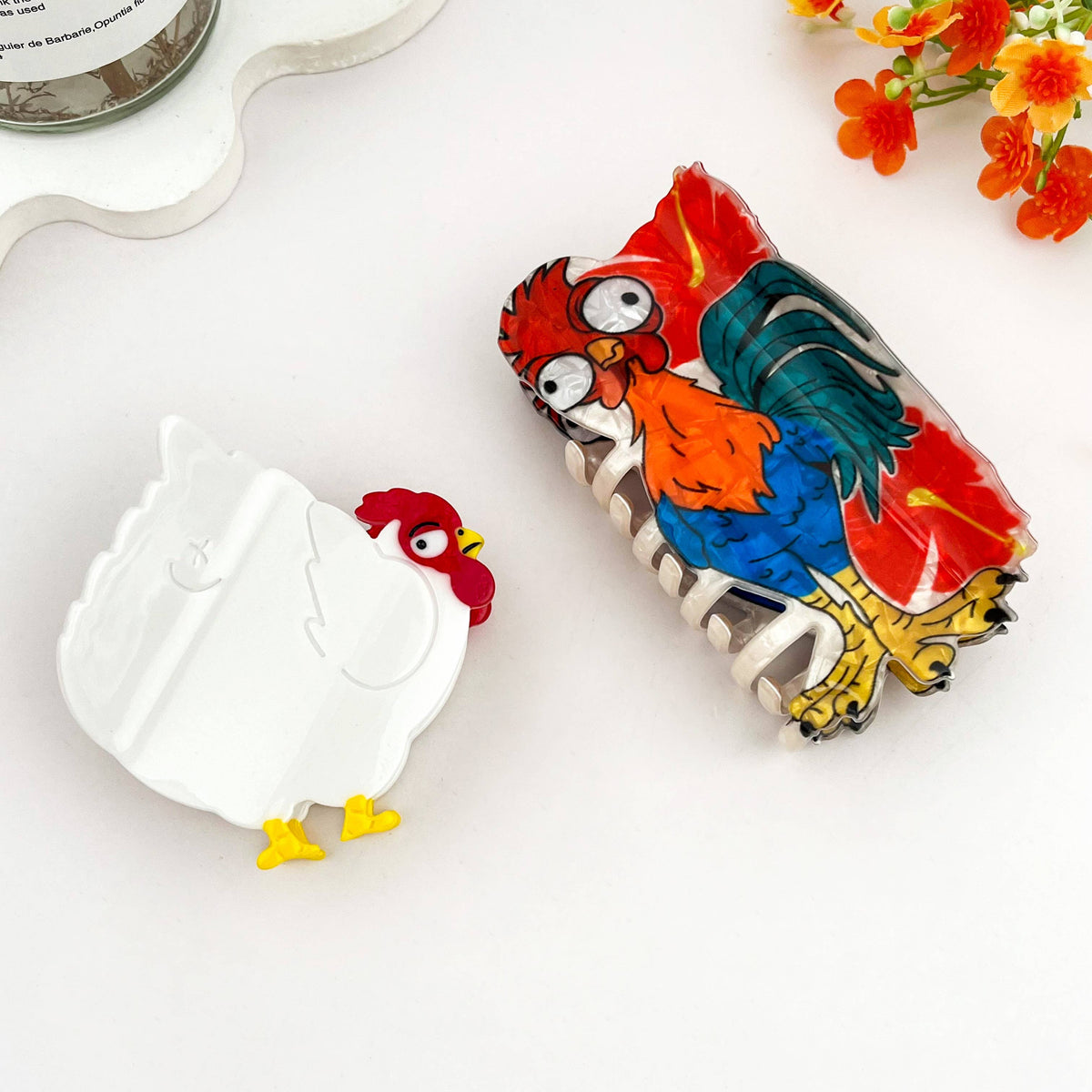 Fun Creative Easter Rooster & Hen Hair Claw Clip