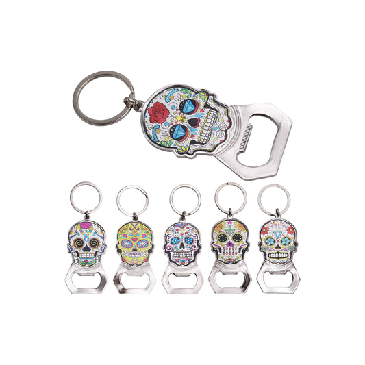 Sugar Skull Enamel Bottle Opener Key Chain