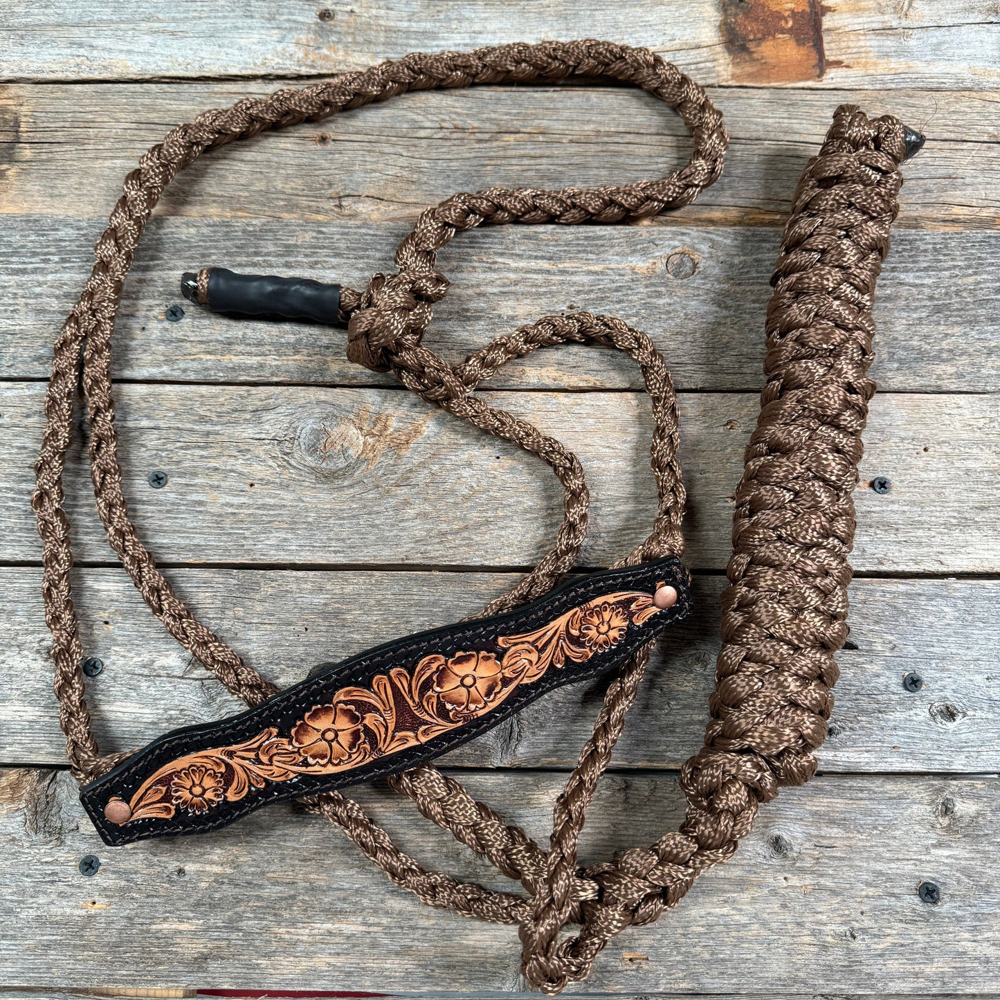 Mule Tape Halter - Leather Buckstitch Noseband - Copper Accents
