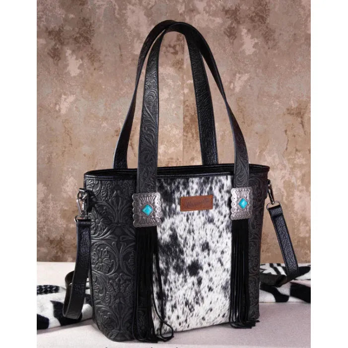 Wrangler Hair-on Cowhide Vintage Floral Concealed Carry Tote