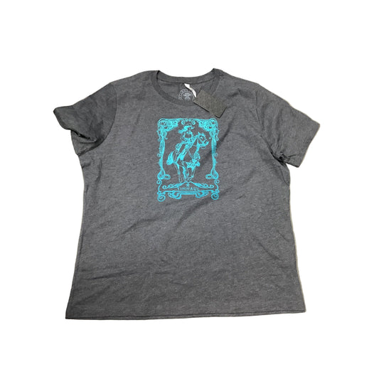 Tin Haul Ladies T-Shirt Turquoise Cowgirl 10-039-0501-0957