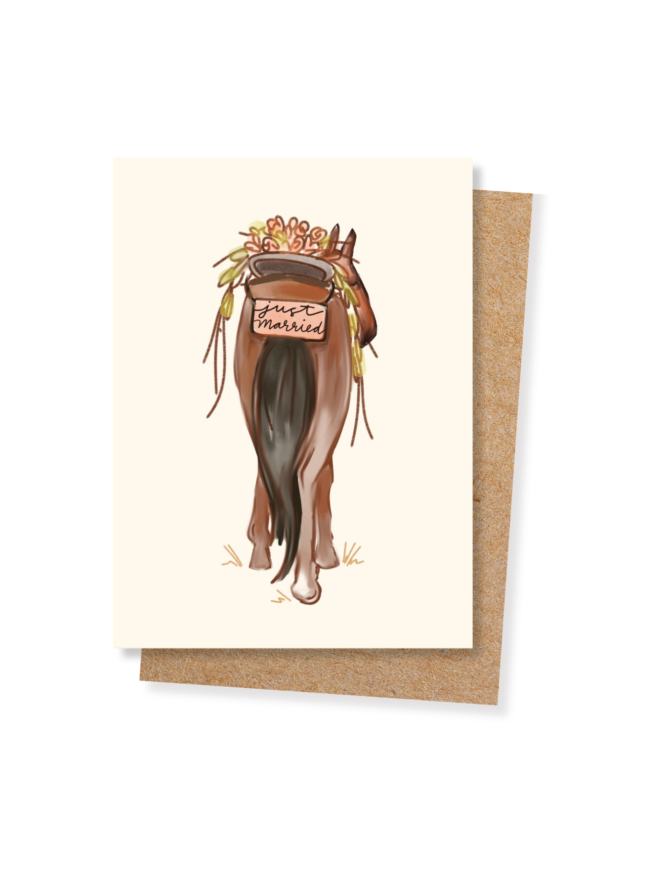 Just Married Western Wedding Card — Rustic Ranch Bride and Groom Newlywed Congratulations