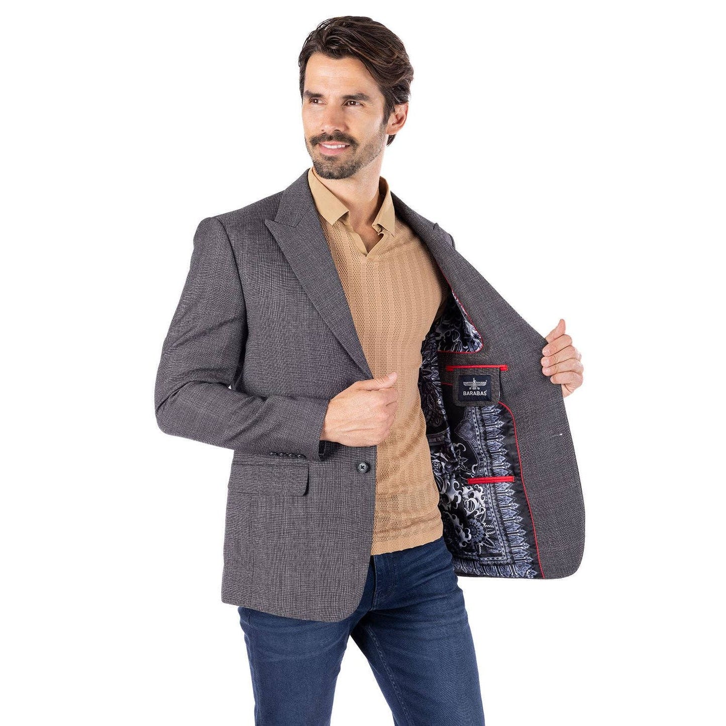 Men's Wool Fabric Matte Peak Lapel Blazer 4BL31
