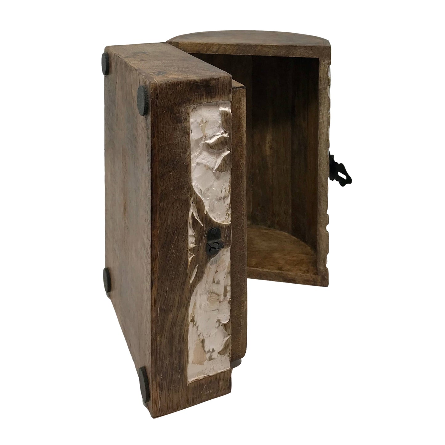 Hand-Carved Wood "Tree of Life"Hinged Box Chest Holiday