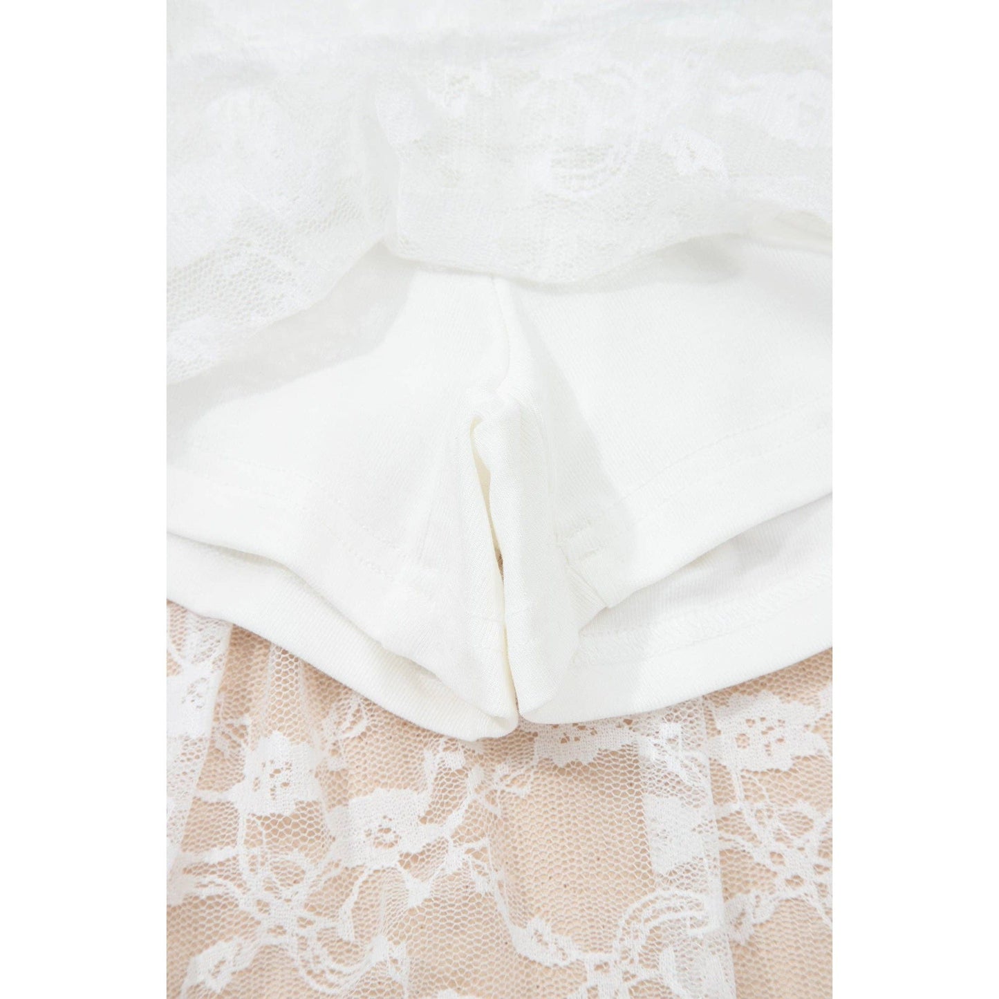 PRETTY BASH Sheer Lace Ruffle Tiered High-Low Skirt