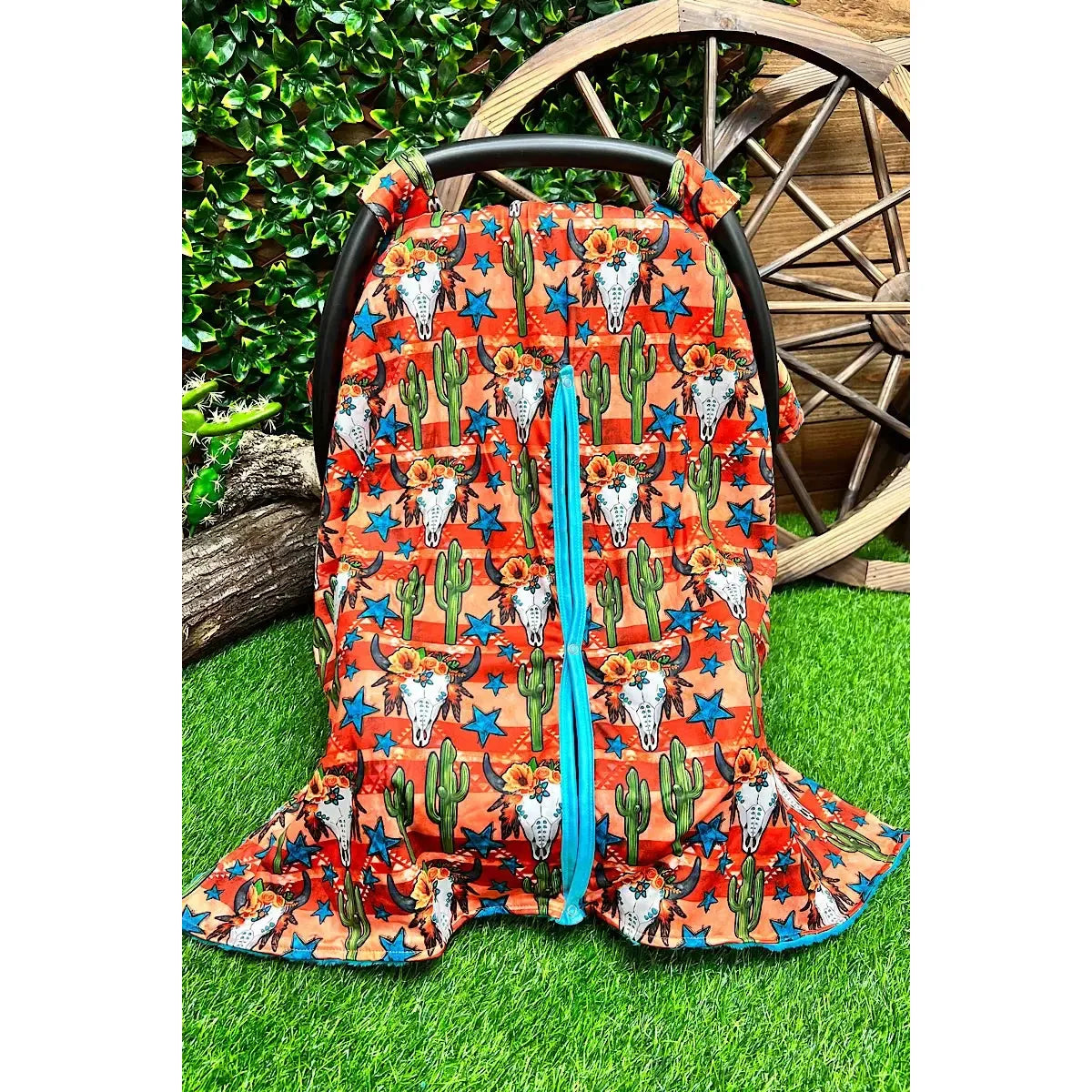 DESSERT CACTUS W/ BULL HEAD PRINTED CAR SEAT COVER