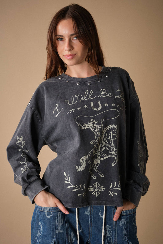 Blue B Western Studded Graphic Sweatshirt 53012T