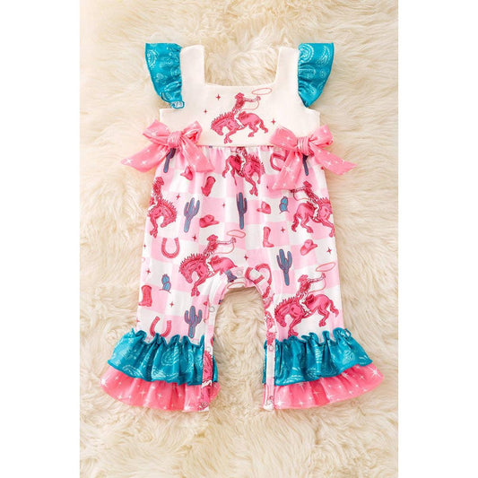 Kids Charm Online - Horse rider girls printed baby romper. RPG51318 JEAN