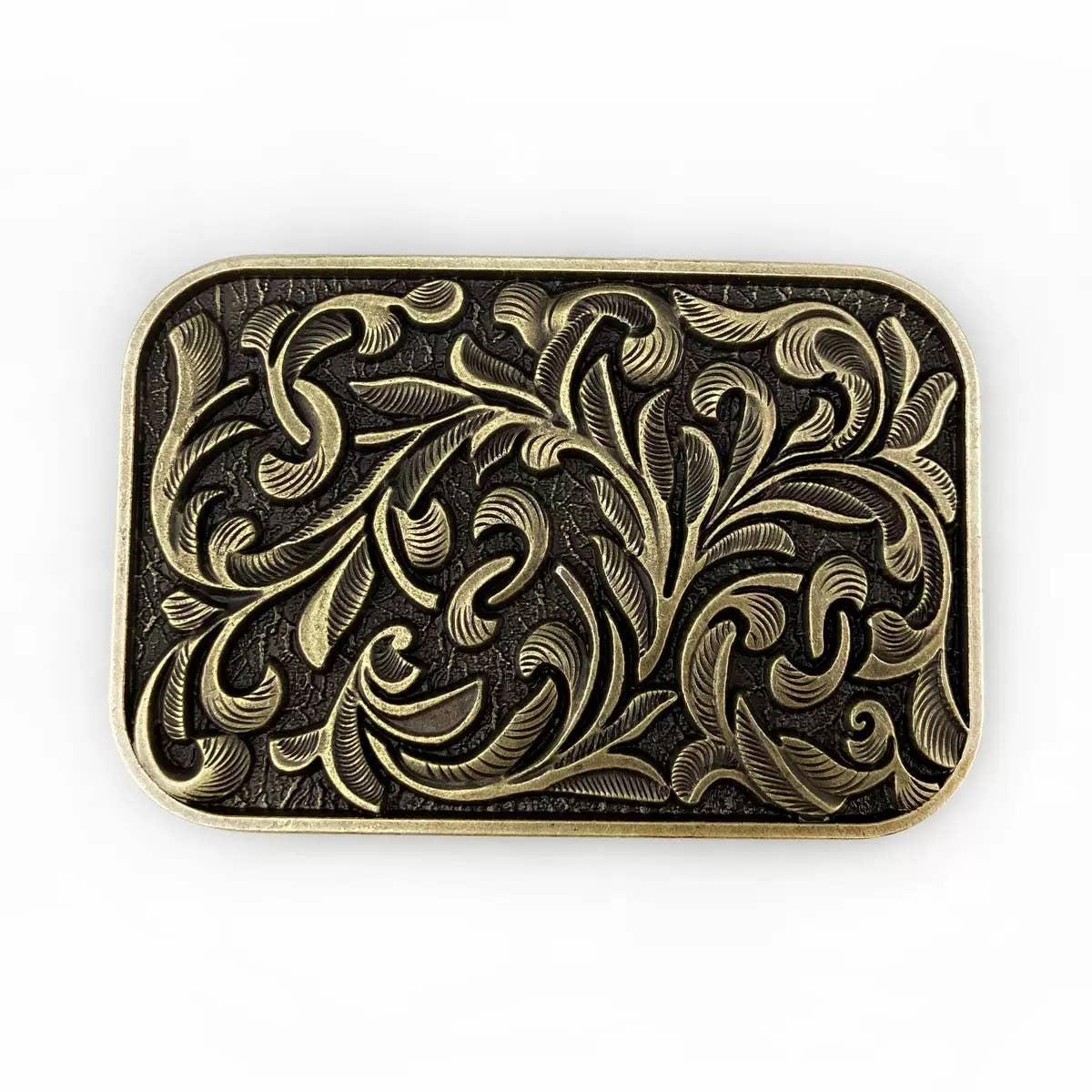RECTANGLE Bronze Flora Ornated Belt Buckle 1824BNZ
