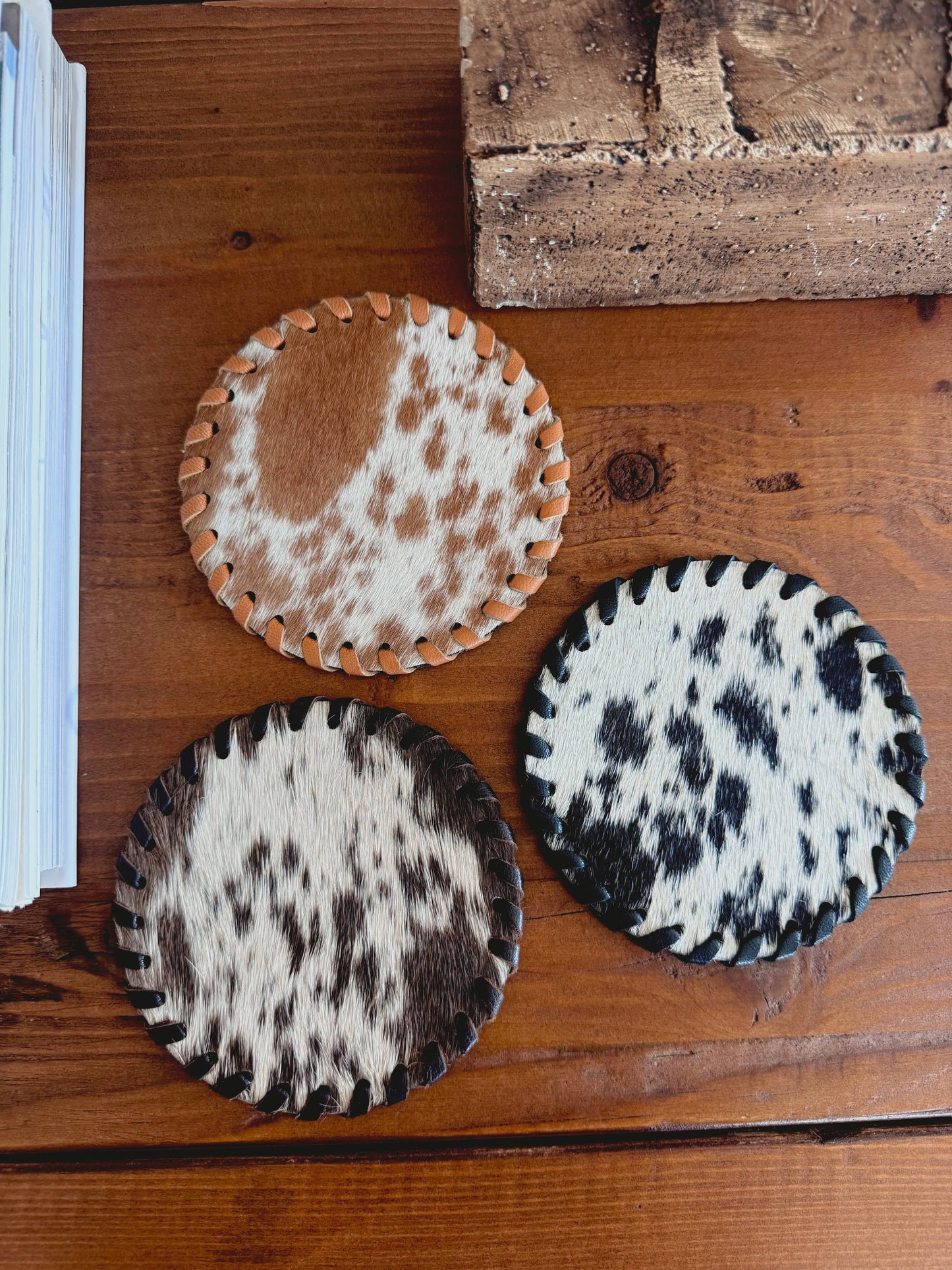 Genuine Cowhide Leather Coasters | Western Hair-On Hide