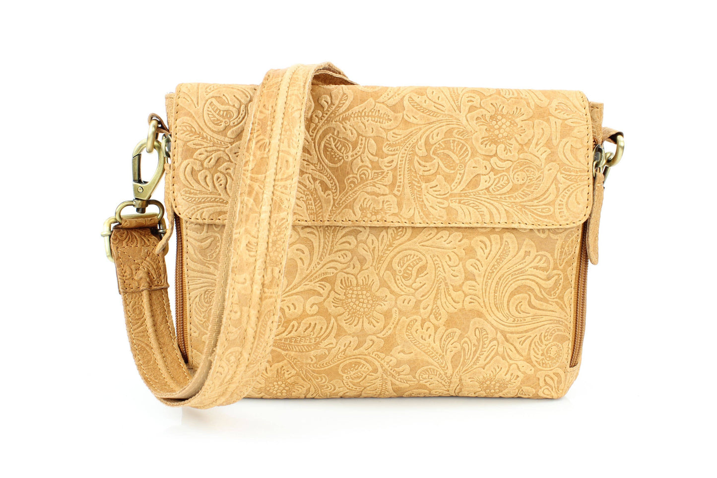 Flap Over Leather Shoulder Bag Hidden Storage 1833